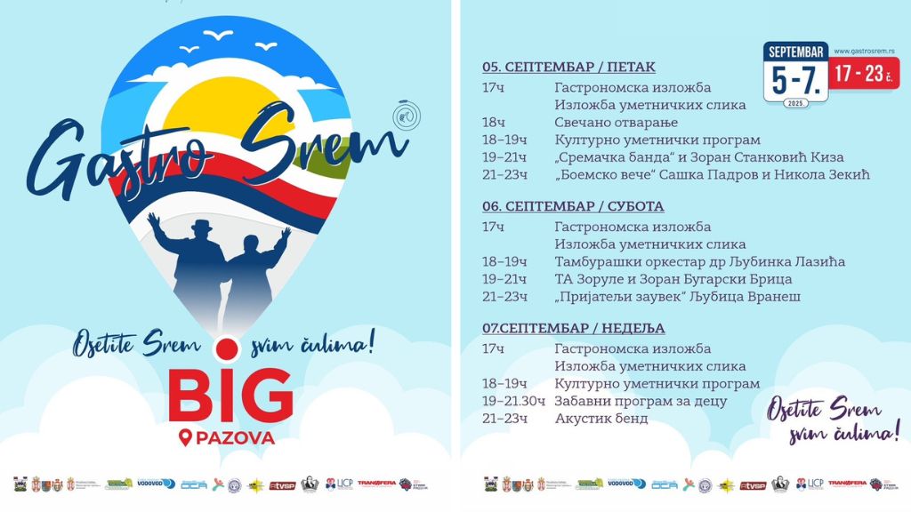 Tri dana, hiljadu ukusa: Gastro Srem od 5. do 7. septembra u Novoj Pazovi 10 gastro srem program 2025