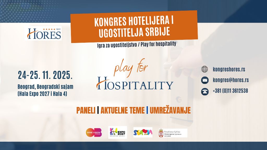 Prvi kongres hotelijera i restoratera Srbije 24. i 25. novembra u Beogradu 1 kongres hotelijera i restoratera