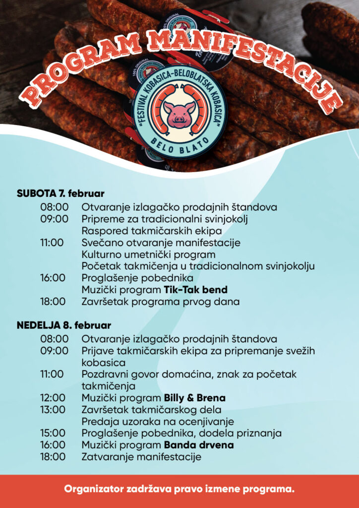 beloblatska kobasica program 2026